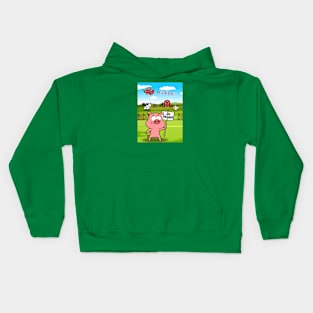 Go Vegan! Pig Protest Funny Cartoon Kids Hoodie